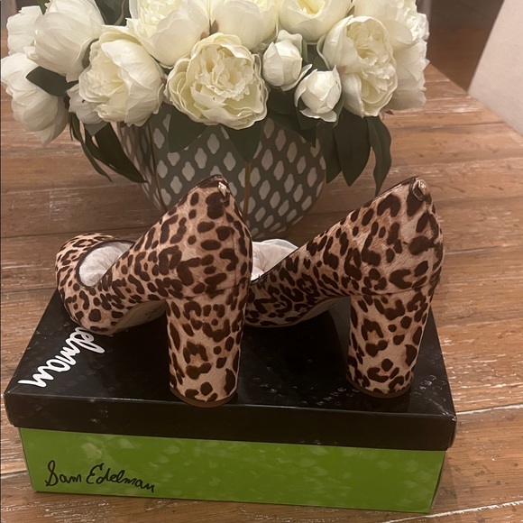 Sam Edelman Leopard Print Block Heels - Picture 2 of 8